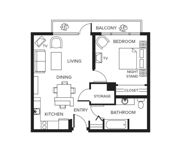 View 1 Bedroom <br>Floorplan Sample