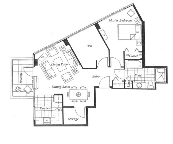 View 1 Bedroom + Den <br>Floorplan Sample